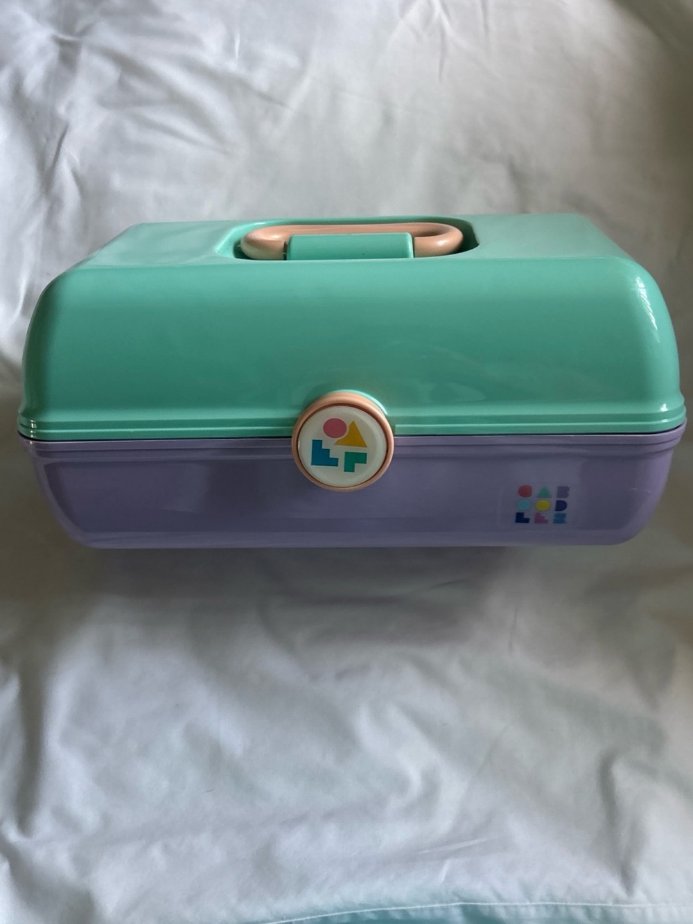 Vintage 90’s Caboodles of California Teal & Purple Makeup Box Case. Made in USA
